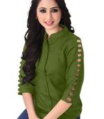 Dark green plain viscose rayon tops