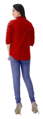 Red plain viscose rayon tops 5