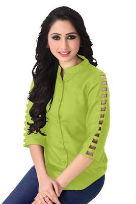 Parrot green plain viscose rayon tops 1