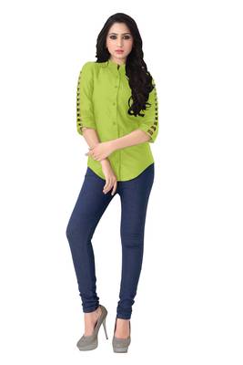 Parrot green plain viscose rayon tops 2