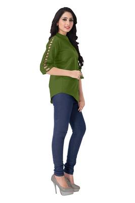 Dark green plain viscose rayon tops 3