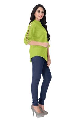 Parrot green plain viscose rayon tops 3