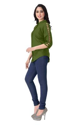 Dark green plain viscose rayon tops 4