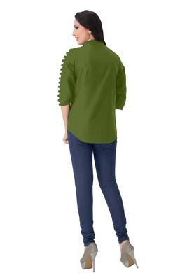 Dark green plain viscose rayon tops 5