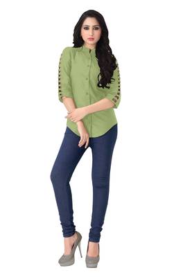 Light green plain viscose rayon tops 2