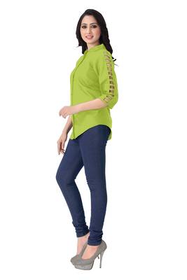 Parrot green plain viscose rayon tops 4