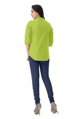 Parrot green plain viscose rayon tops 5