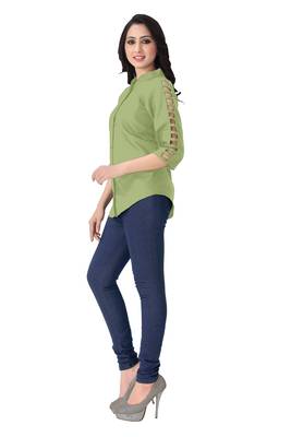 Light green plain viscose rayon tops 4