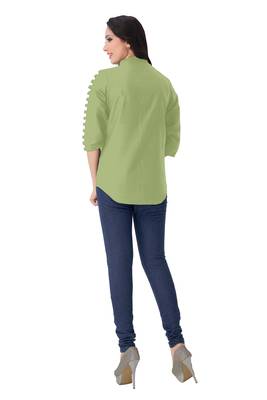 Light green plain viscose rayon tops 5