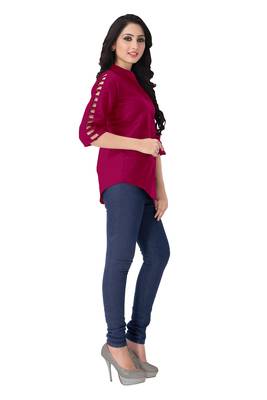 Dark pink plain viscose rayon tops 3