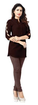 Coffee plain viscose rayon tops 2