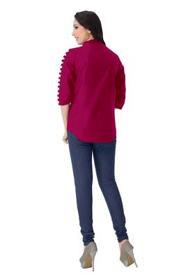 Dark pink plain viscose rayon tops 5