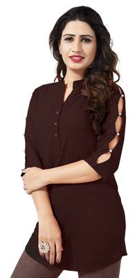Coffee plain viscose rayon tops 3