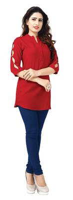 Red plain viscose rayon tops 2