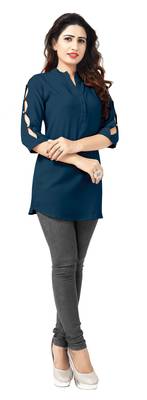 Blue plain viscose rayon tops 2