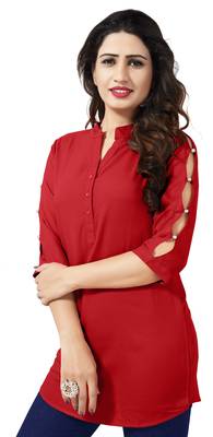 Red plain viscose rayon tops 3