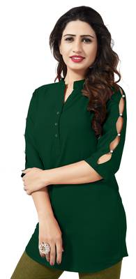 Dark green plain viscose rayon tops 3