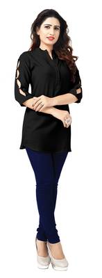 Black plain viscose rayon tops 2