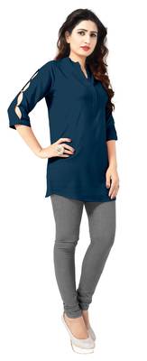 Blue plain viscose rayon tops 4