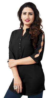 Black plain viscose rayon tops 3