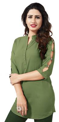 Light green plain viscose rayon tops 3