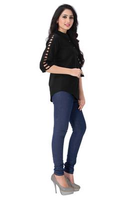 Black plain viscose rayon tops 4
