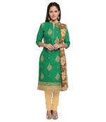 Green embroidered cotton salwar