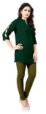 Dark green plain viscose rayon tops 5
