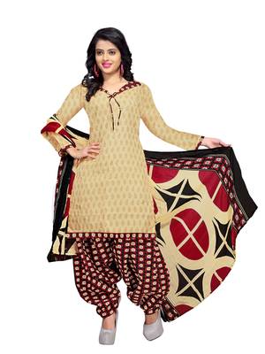 Beige printed cotton salwar 1