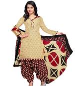 Beige printed cotton salwar