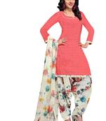 Peach printed cotton salwar