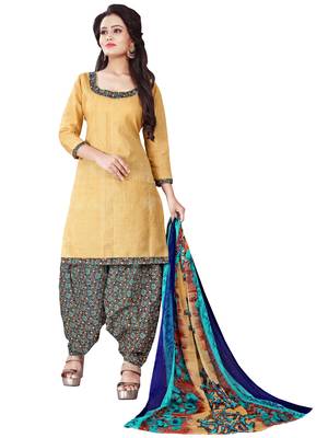Beige printed cotton salwar 1