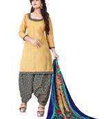 Beige printed cotton salwar