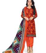 Red printed cotton salwar
