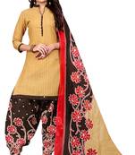 Beige printed cotton salwar