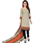 Cream printed cotton salwar