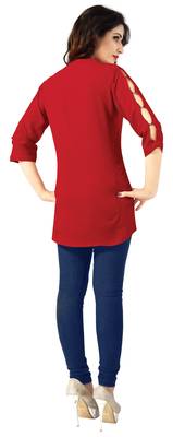 Red plain viscose rayon tops 4