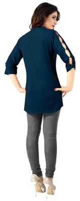 Blue plain viscose rayon tops 5