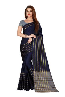 Kimisha Blue Cotton Silk Woven Saree With Running Blouse 1