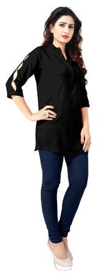 Black plain viscose rayon tops 4