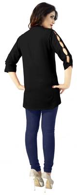 Black plain viscose rayon tops 5