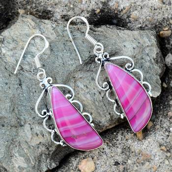Pink Onyx Earrings 3