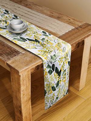 Houzzcode Yellow Leaf Floral Table Runner 30cm x 180cm 1