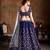Navy Blue Dori, Badla And Sequins Embroidered Silk Bridal Lehenga