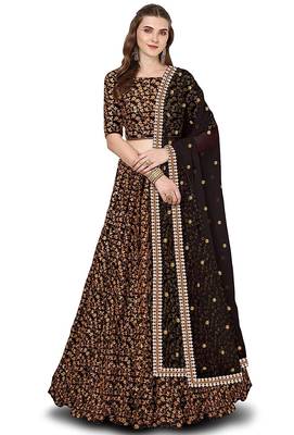Black Zari And Heavy Sequins Embroidered Silk Lehenga Choli 1