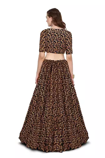 Black Zari And Heavy Sequins Embroidered Silk Lehenga Choli