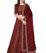 Maroon Zari And Heavy Sequins Embroidered Art Silk Lehenga Choli For Wedding