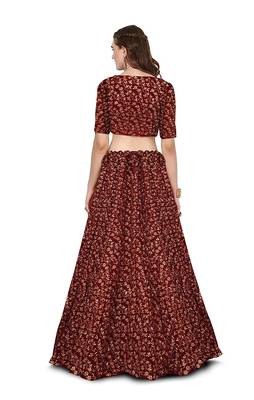 Maroon Zari And Heavy Sequins Embroidered Art Silk Lehenga Choli For Wedding 2