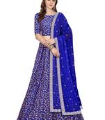 Royal Blue Zari And Heavy Sequins Embroidered Art Silk Lehenga Choli For Bride
