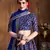 Royal Blue Zari And Heavy Sequins Embroidered Art Silk lehenga choli for bride